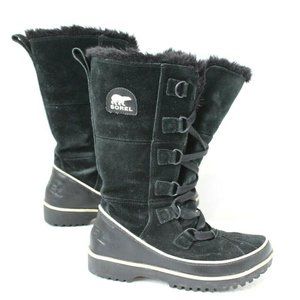 Sorel Women's Size 6 Tivoli High II Black Winter Suede Boot Faux Fur NL2093-010